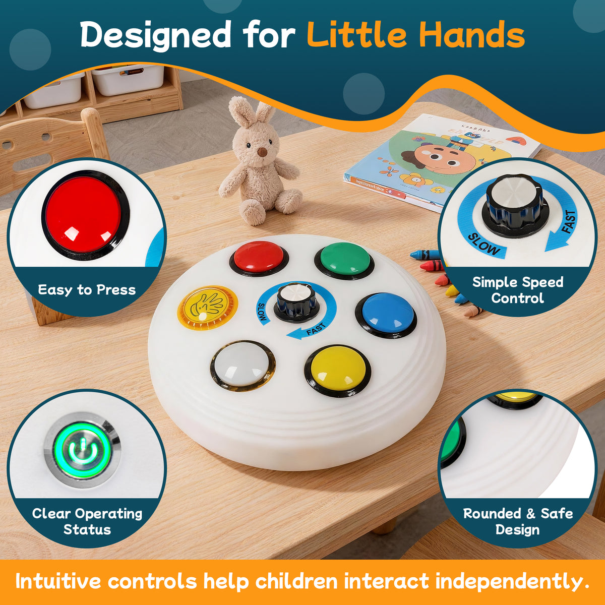 Rechargeable Button Controller 2.0 – Universal Remote for Bubble Tube, Bubble Wall Lights & Galaxy Fiber Optic Lamp