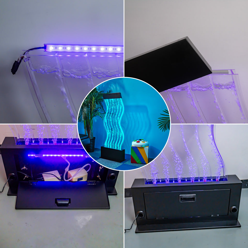 S-Curved LED Wave Bubble Wall – Sensory Water Panel for Sensory Rooms, Schools & Public Spaces