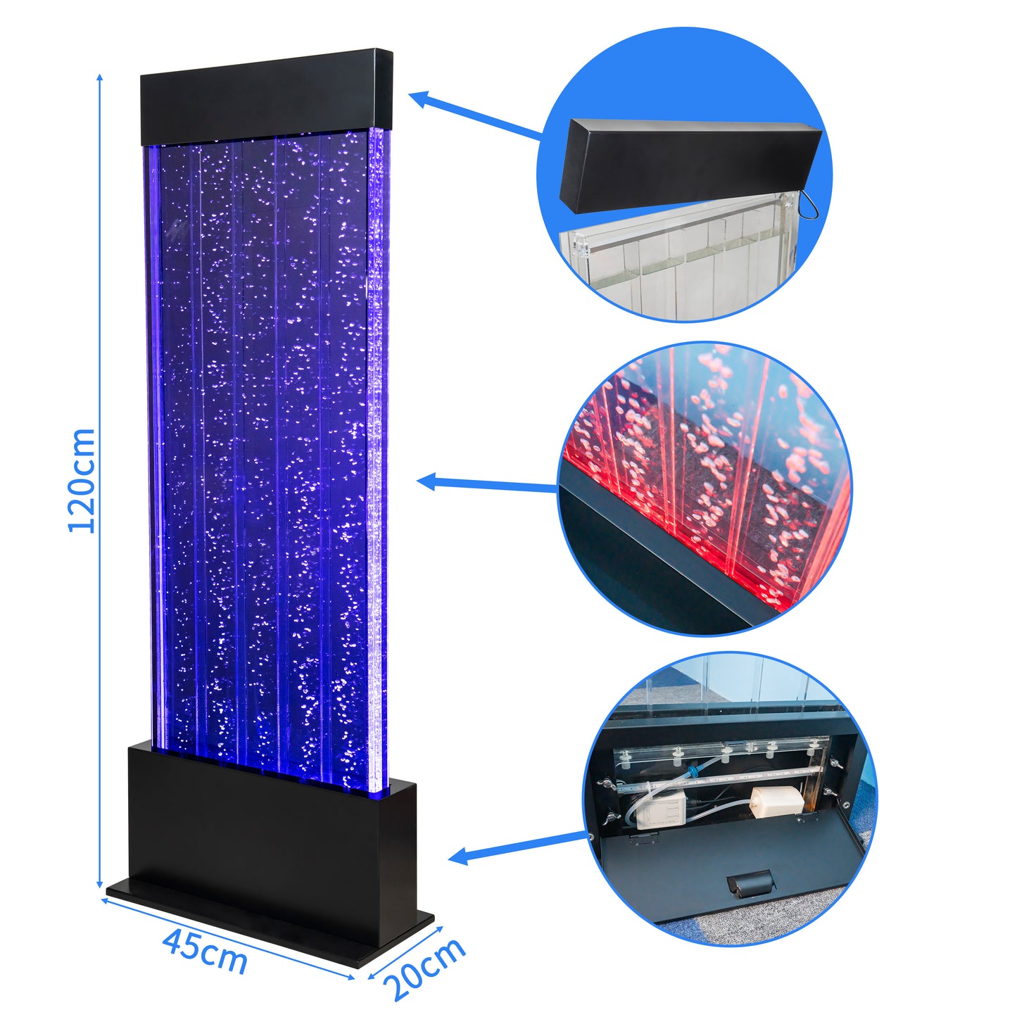 47” LED Sensory Bubble Wall Fountain – Color-Changing Water Panel with Remote & App Control for Sensory Rooms, Schools & Home