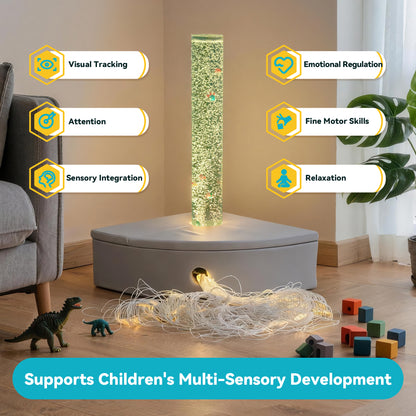 Fiber Optic Bubble Column Sofa – Calming Sensory Training Tool for Kids | Color-Changing LED