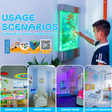 16″ × 24″ Stainless Steel LED Bubble Wall with Fish – Indoor Sensory Water Wall for Kids & Therapy Rooms (Round Display)