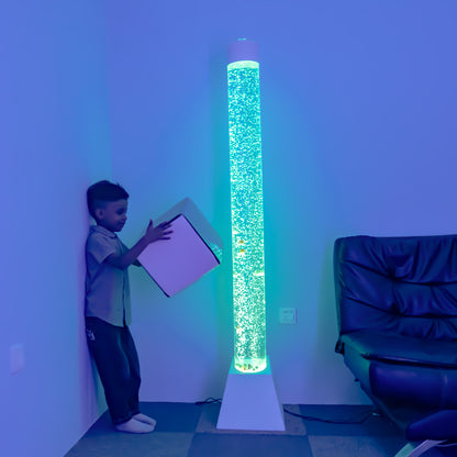 70.9" Acrylic Sensory Bubble Tube Lamp with Trapezoid Base, Remote Control & Color-Changing LED Lights – Calming Water Bubble Light for Therapy & Home Décor