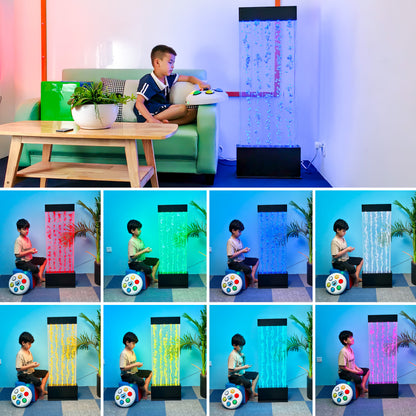 47” LED Sensory Bubble Wall Fountain – Color-Changing Water Panel with Remote & App Control for Sensory Rooms, Schools & Home