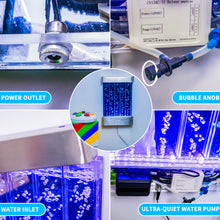 Wall-Mounted LED Bubble Wall Panel (24”×16”) – Stainless Steel Sensory Water Feature with Floating Fish, Vertical Bubble Stripes & Smart App Control