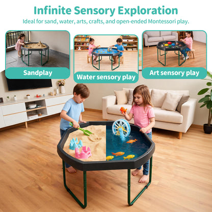Adjustable Tuff Tray Sensory Activity Table with Stand & Artificial Turf Mat – 120cm Kids' Play & Learning Tray