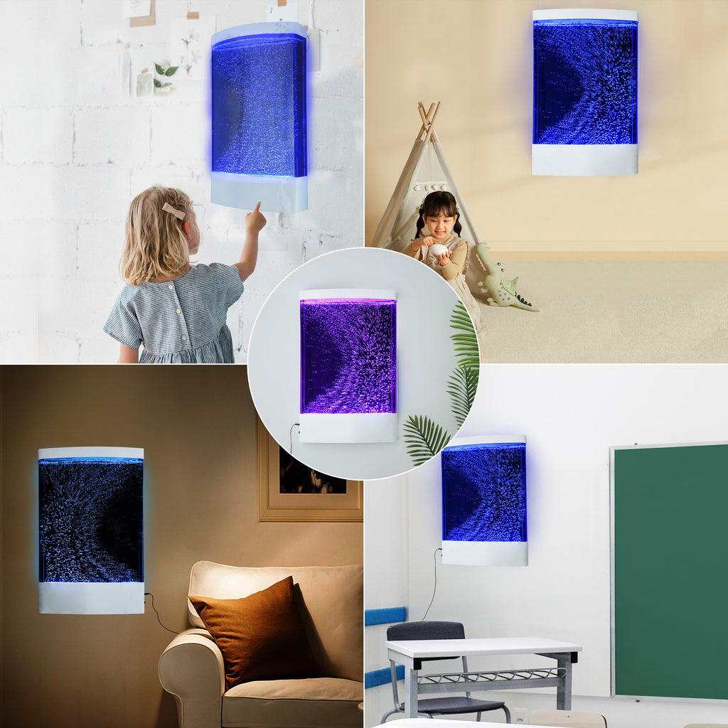 Sensory LED Bubble Wall Panel – Color-Changing Curved Water Feature with Remote | 8-Color Dancing Bubbles for Sensory Room, Home & Classroom