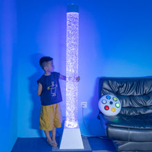 70.9" Acrylic Sensory Bubble Tube Lamp with Trapezoid Base, Remote Control & Color-Changing LED Lights – Calming Water Bubble Light for Therapy & Home Décor