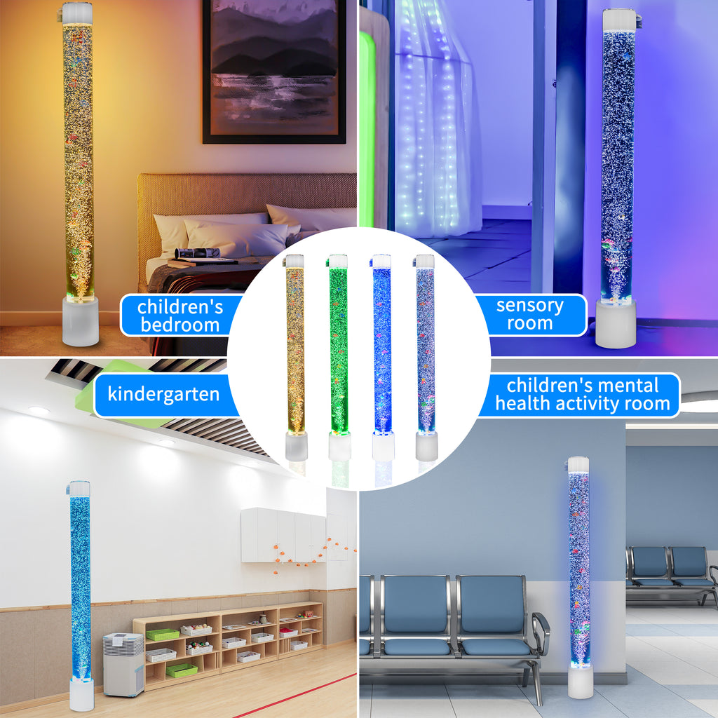 Extra-Large 6FT Sensory Bubble Fish Tube with Remote Control – 8-Color Changing LED Mood Light & Adjustable Wall Mount for Kids & Adults