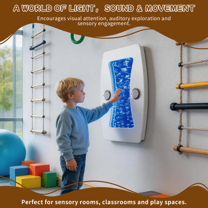 Bluetooth Musical Curved Sensory Bubble Wall Light (80x50cm) – Wall-Mounted LED Bubble Column with Built-In Surround Speakers, FM & Remote Control for Snoezelen & Sensory Rooms