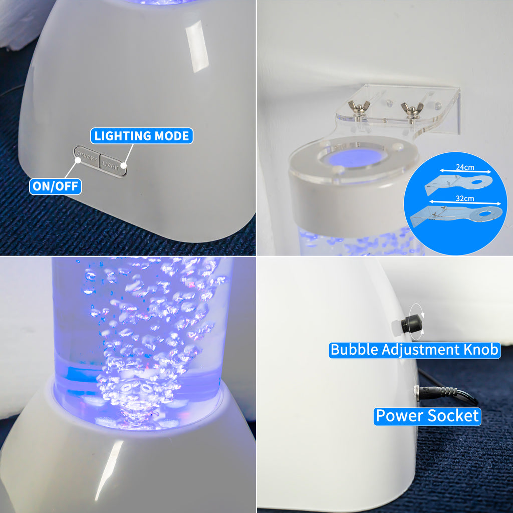 41.3" Sensory Bubble Tube Lamp with Floating Fish – LED Color-Changing Acrylic Column with Remote & App Control for Kids & Sensory Rooms