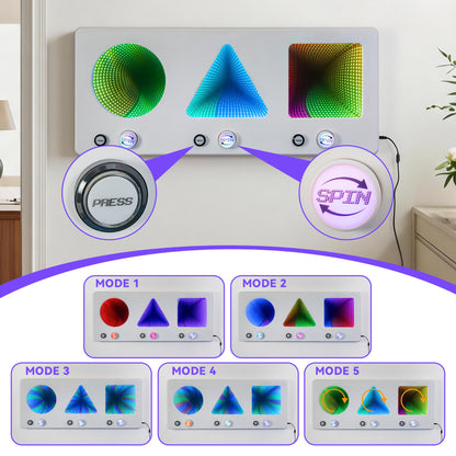 3-in-1 Interactive LED Infinite Sensory Wall Panel with Press & Spin Controls – Visual-Tactile Learning Tool for Kids, Sensory Rooms, Schools, Playgrounds, and Home Use