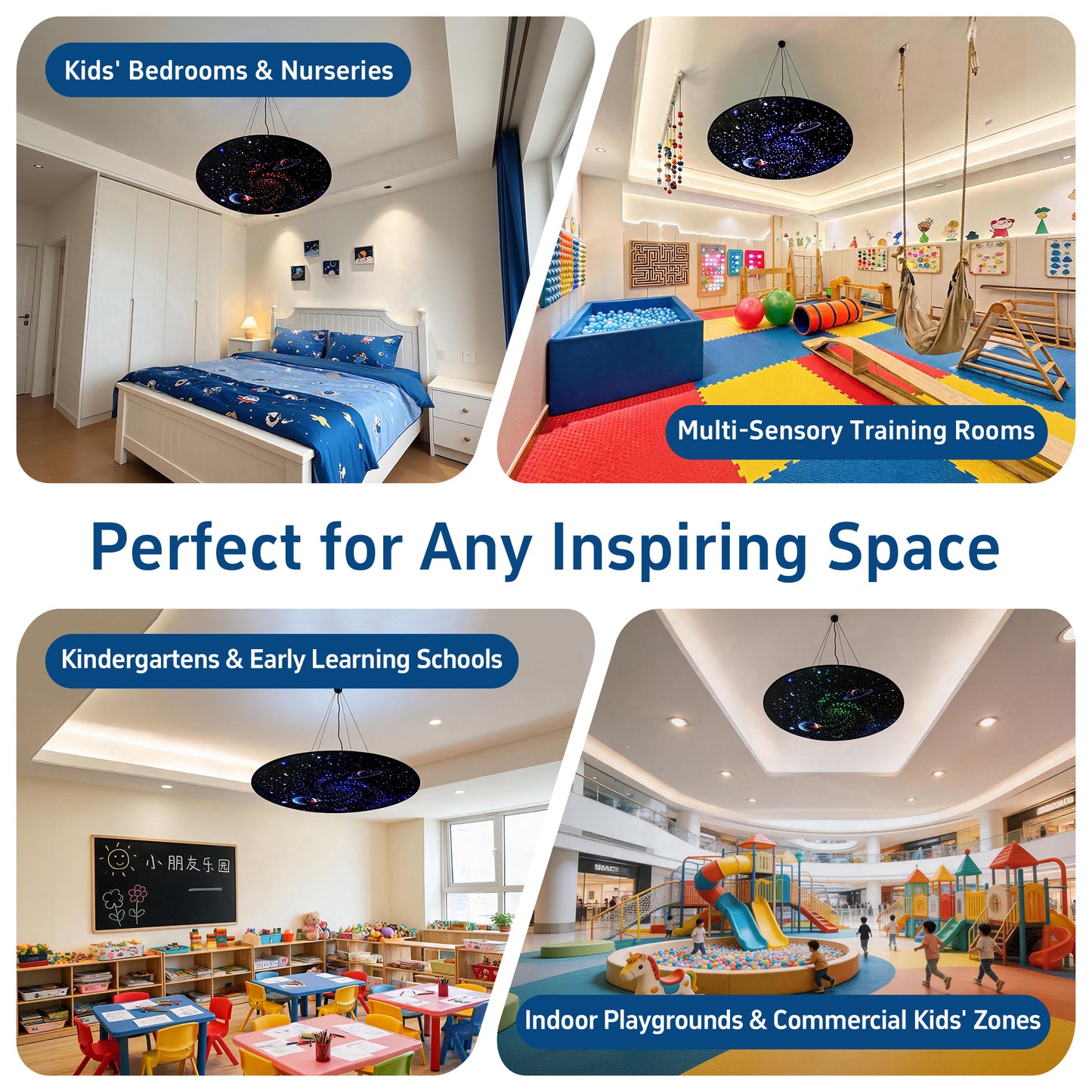 Galaxy Fiber Optic Ceiling Light for Sensory Rooms – Starry Sky LED Ceiling Lamp with 7-Color Lighting Modes