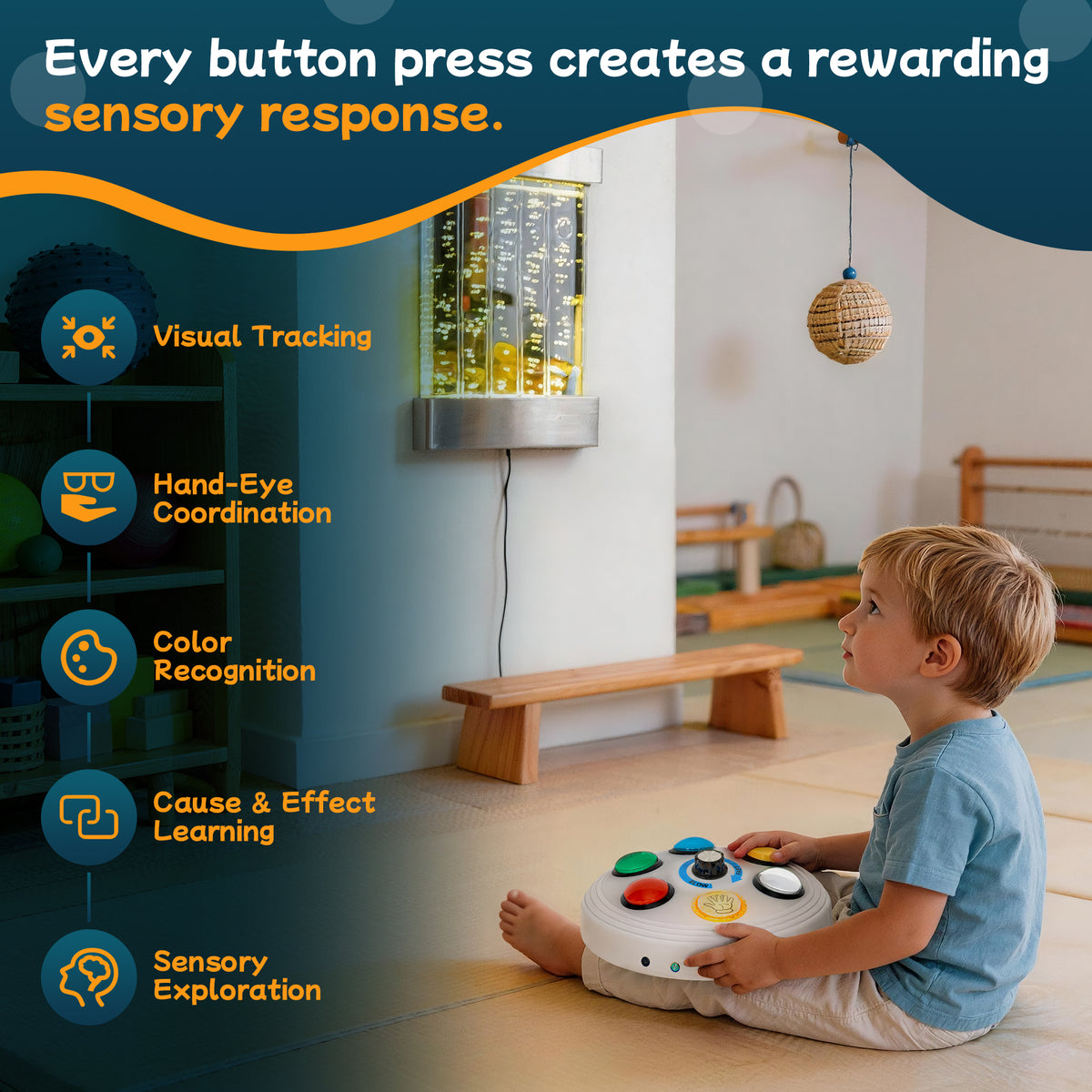 Rechargeable Button Controller 2.0 – Universal Remote for Bubble Tube, Bubble Wall Lights & Galaxy Fiber Optic Lamp