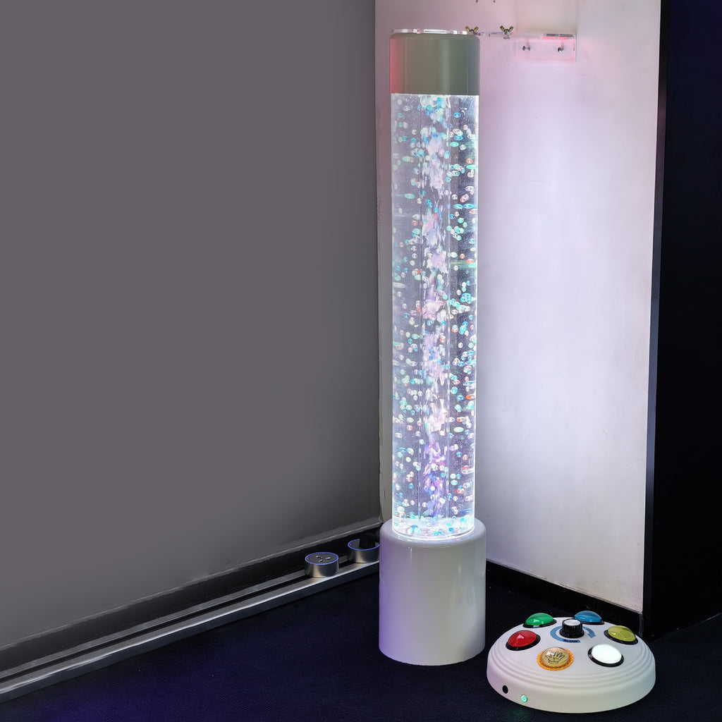 8-Color LED Sensory Bubble Tube Lamp – 110 cm Acrylic Water Column with Floating Fish & Remote Control-Therapy Light fo rSensory & Relaxation Décor
