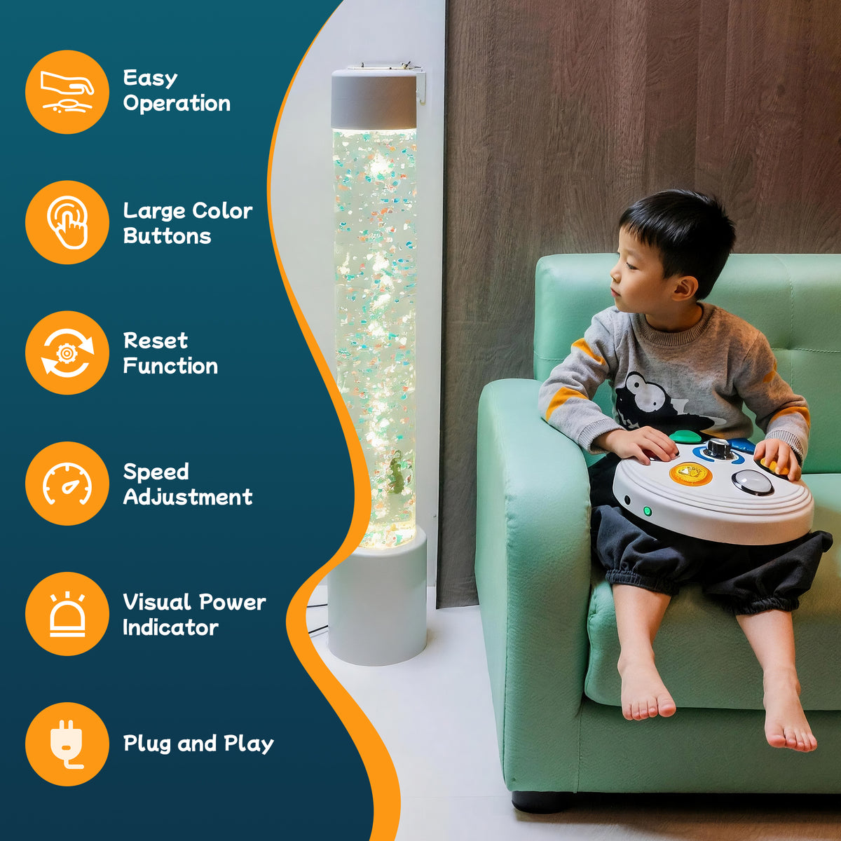 Rechargeable Button Controller 2.0 – Universal Remote for Bubble Tube, Bubble Wall Lights & Galaxy Fiber Optic Lamp