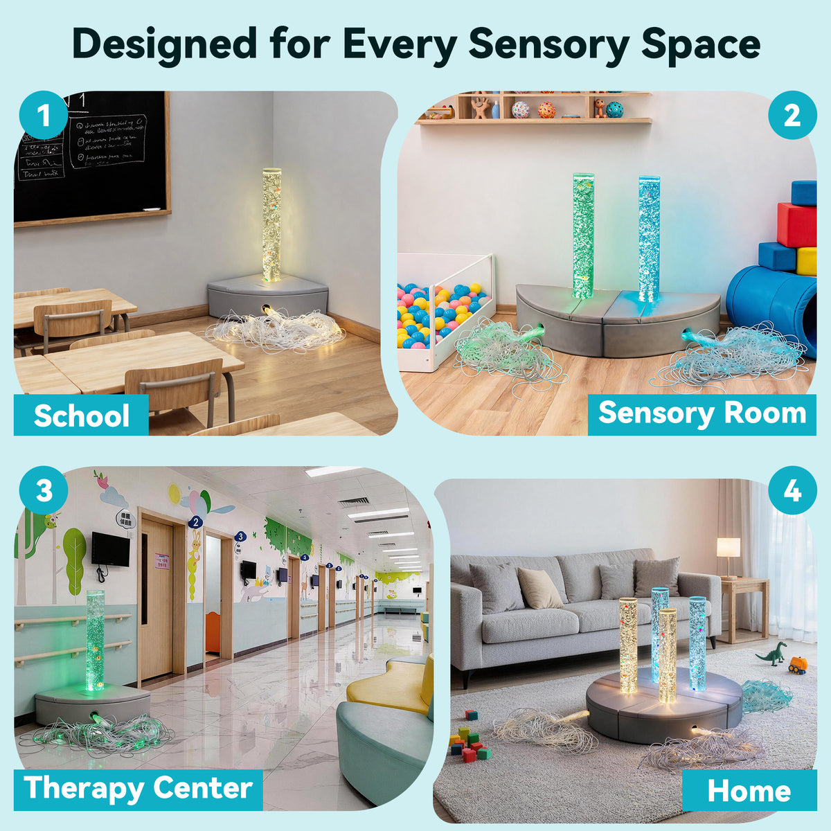 Fiber Optic Bubble Column Sofa – Calming Sensory Training Tool for Kids | Color-Changing LED