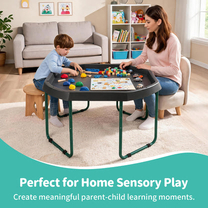 Adjustable Tuff Tray Sensory Activity Table with Stand & Artificial Turf Mat – 120cm Kids' Play & Learning Tray