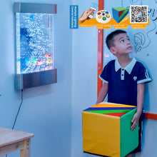 16″ × 24″ Stainless Steel LED Bubble Wall with Fish – Indoor Sensory Water Wall for Kids & Therapy Rooms (Round Display)