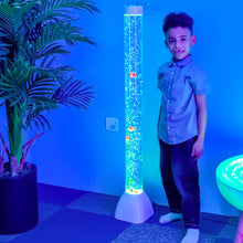 41.3" Sensory Bubble Tube Lamp with Floating Fish – LED Color-Changing Acrylic Column with Remote & App Control for Kids & Sensory Rooms