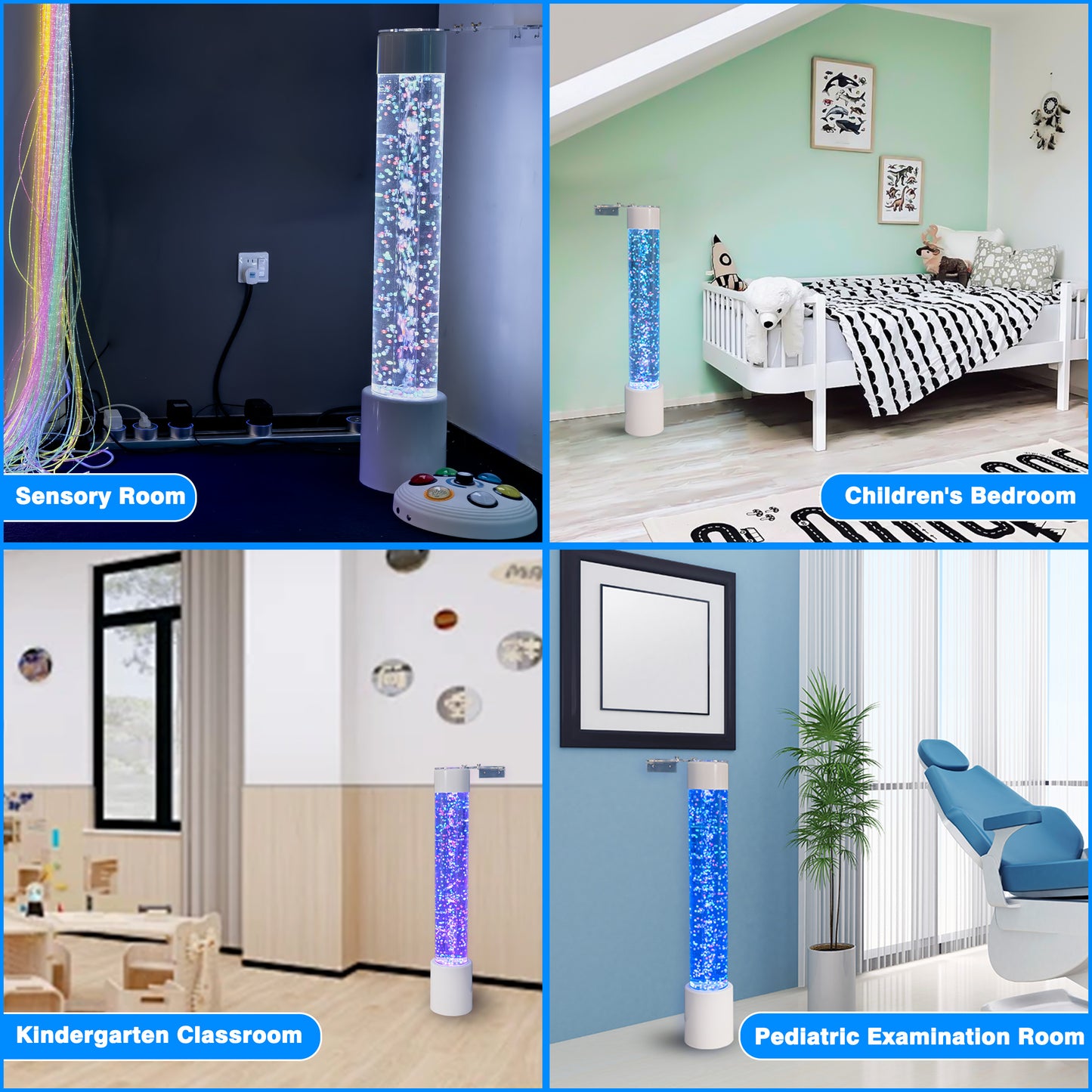 8-Color LED Sensory Bubble Tube Lamp – 110 cm Acrylic Water Column with Floating Fish & Remote Control-Therapy Light fo rSensory & Relaxation Décor