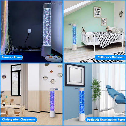 8-Color LED Sensory Bubble Tube Lamp – 110 cm Acrylic Water Column with Floating Fish & Remote Control-Therapy Light fo rSensory & Relaxation Décor